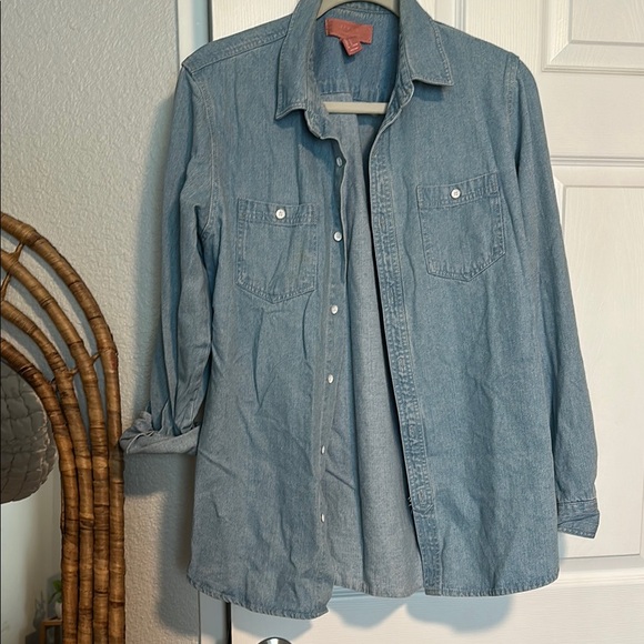 Blue Denim Button-Up Shirt - Picture 1 of 2